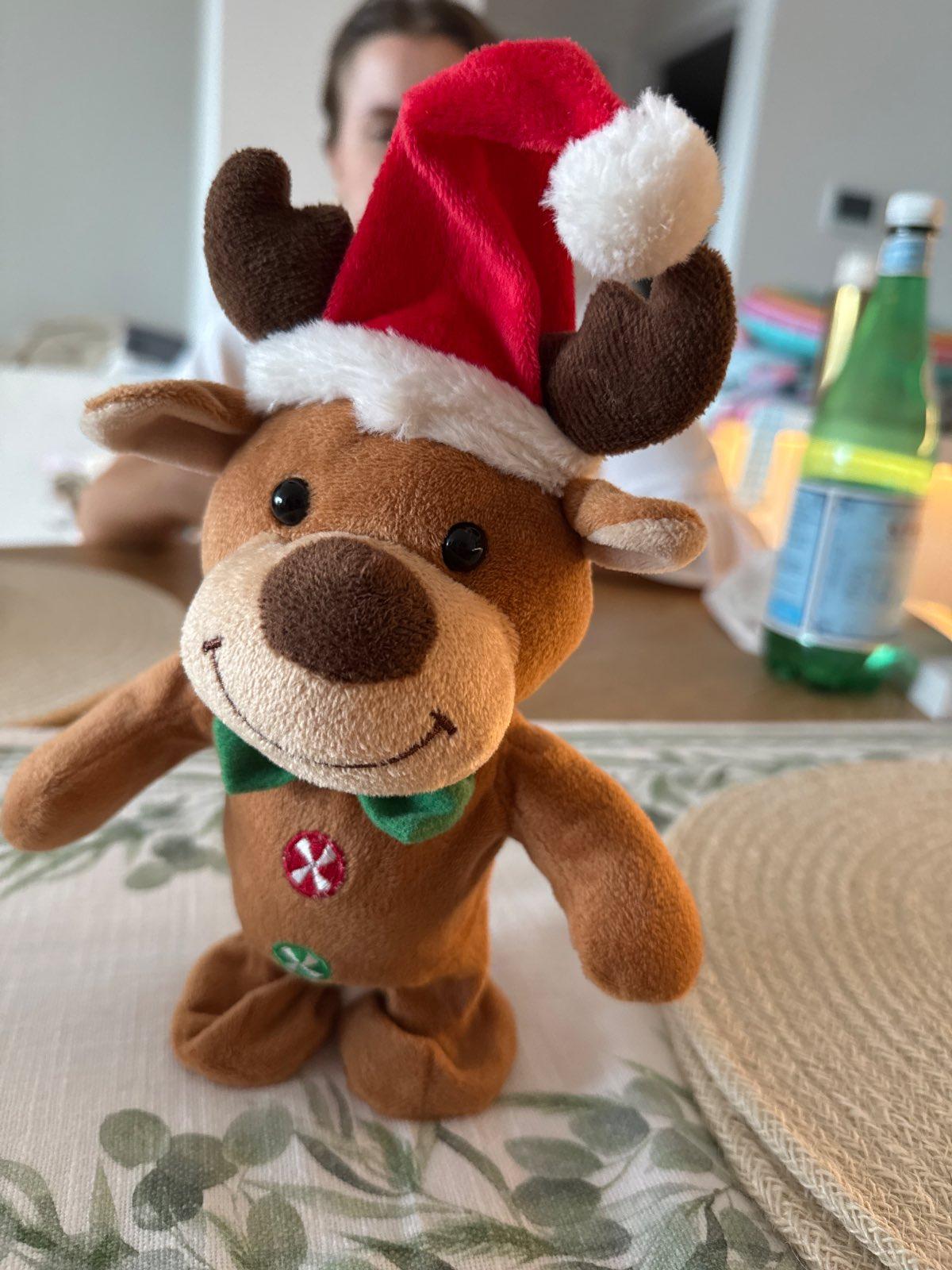 Festive Reindeer Plush Toy with Santa Hat